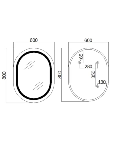 Зеркало для ванной Q-Tap Gemini Reverse QT2578R6080, с LED-подсветкой, с антизапотеванием, 800х600 мм