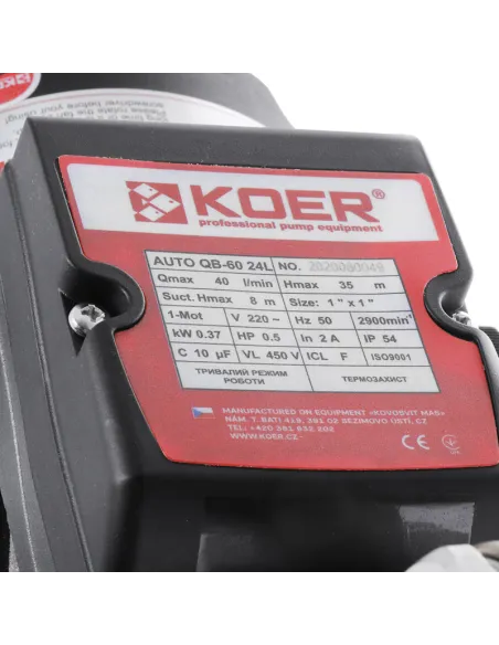Насосна станція Koer AUTO QB-60 24L 0.37 кВт, бак 24 літри