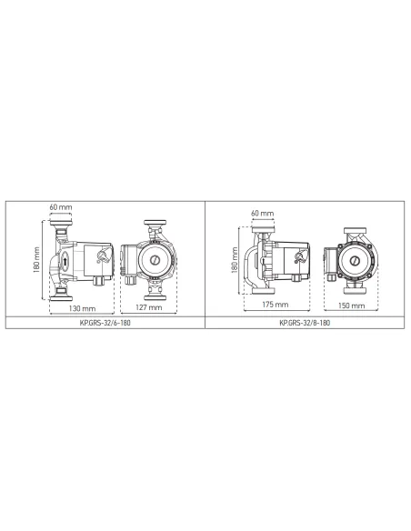 Циркуляционный насос Koer KP.GRS-32/6-180, с гайками Циркуляционный насос Koer KP.GRS-32/6-180, с гайками