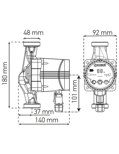 Циркуляційний насос Koer KP.N25/4-180 енергозберігаючий