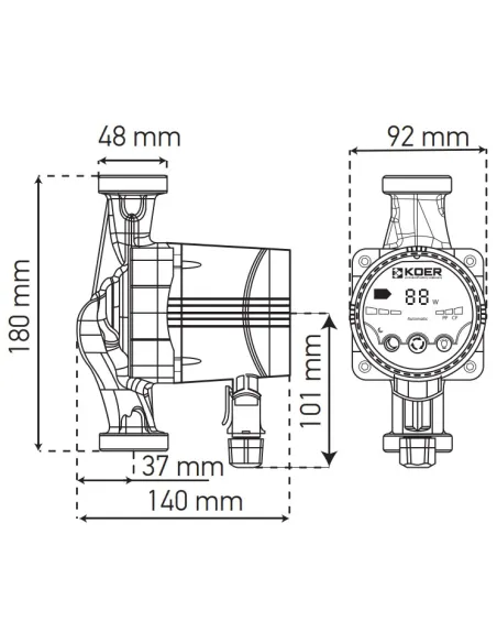 Циркуляційний насос Koer KP.N25/4-180 енергозберігаючий