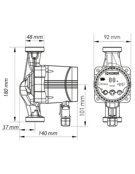 Циркуляционный насос Koer KP.N25/6-180 энергосберегающий