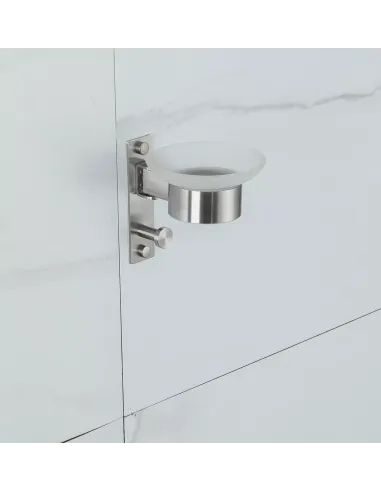 Мыльница Frap F30402 металлическая, настенная, с крючком для полотенца, нержавеющая сталь