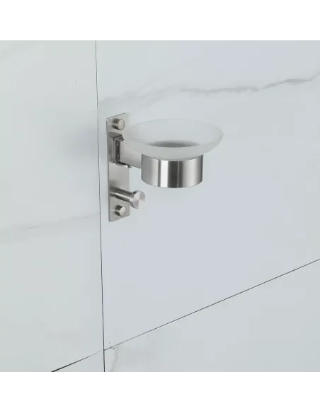 Мыльница Frap F30402 металлическая, настенная, с крючком для полотенца, нержавеющая сталь