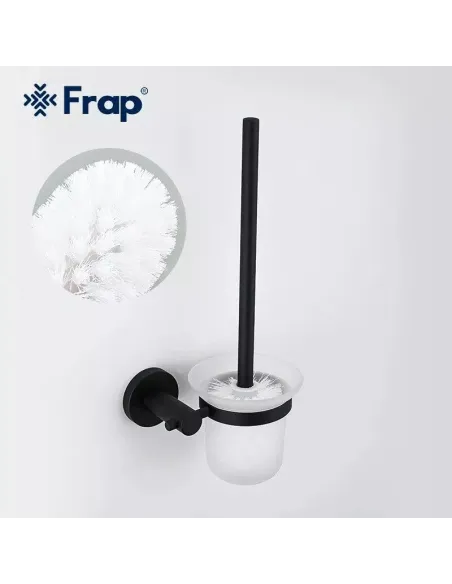 Йоржик для унітазу Frap F30210, настінний, нержавіюча сталь, чорний