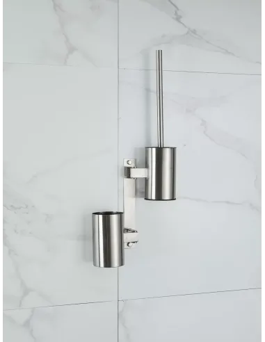 Ершик для унитаза Frap F30410-1, настенный с держателем для моющего, нержавеющая сталь