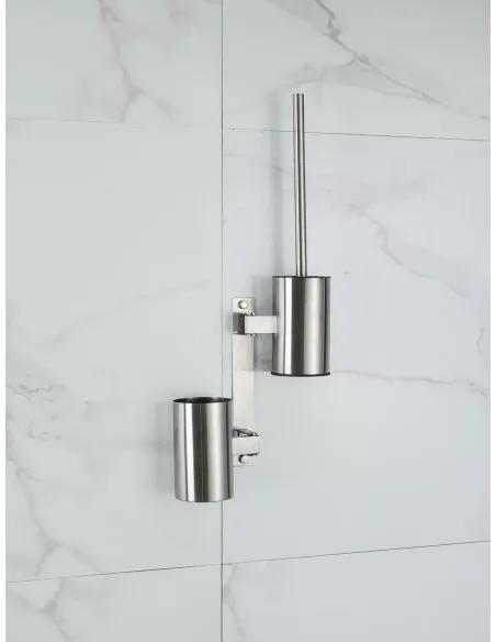 Йоржик для унітазу Frap F30410-1, настінний з тримачем для миючого, нержавіюча сталь.