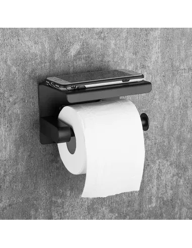 Держатель для туалетной бумаги Frap F502-6 с полочкой, черный