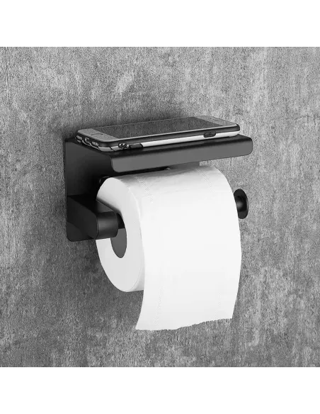 Держатель для туалетной бумаги Frap F502-6 с полочкой, черный