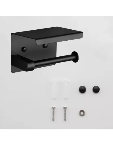 Тримач для туалетного паперу Frap F502-6 з поличкою, чорний