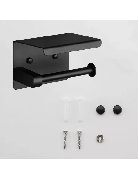 Тримач для туалетного паперу Frap F502-6 з поличкою, чорний