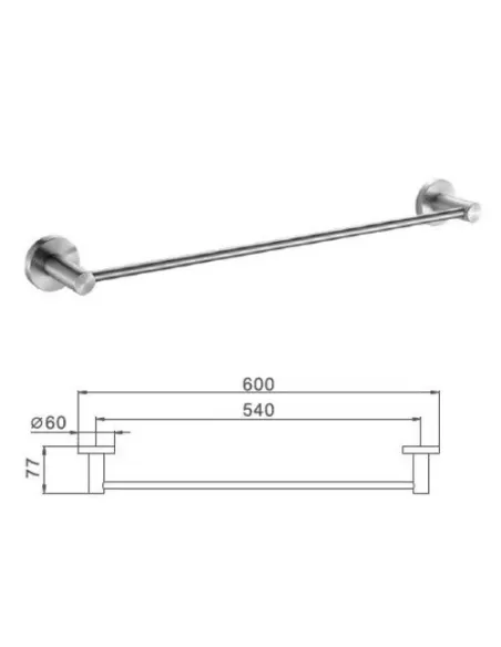 Держатель для полотенец Frap F30101, 600 мм, нержавеющая сталь