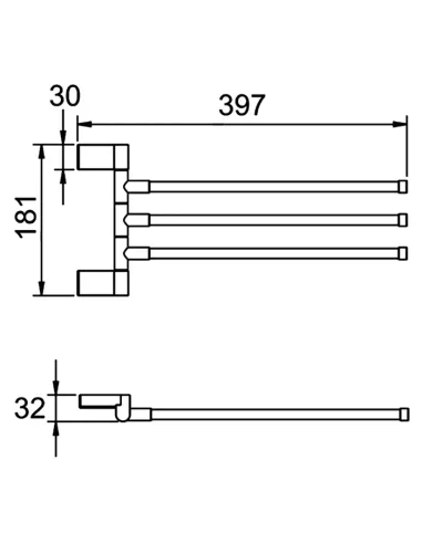 Тримач для рушників Frap F1813 потрійний поворотний, 397 мм, хром