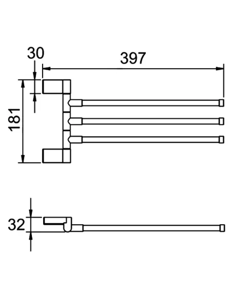 Тримач для рушників Frap F1813 потрійний поворотний, 397 мм, хром