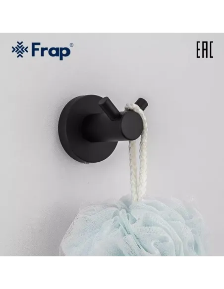 Крючок для полотенец Frap F30205-2, двойной, нержавеющая сталь, черный