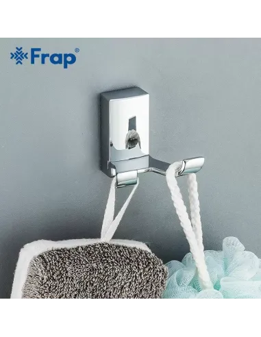 Крючок для полотенец Frap F1805-2 прямоугольный двойной, хром