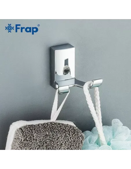 Крючок для полотенец Frap F1805-2 прямоугольный двойной, хром