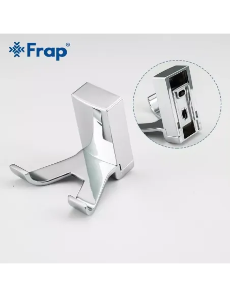 Крючок для полотенец Frap F1805-2 прямоугольный двойной, хром