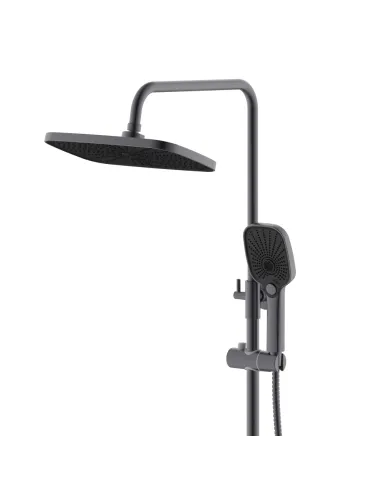 Душевая система Q-tap Gemini QTGEM111GMB45688 Gunmetal Black PVD с изливом