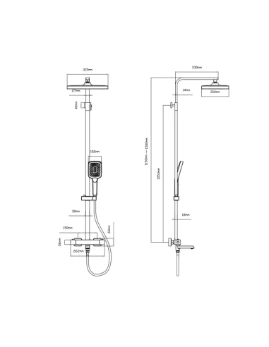 Душова система Q-Тap Swan Cascada QTSWA112CRM45902 Chrome з термостатом