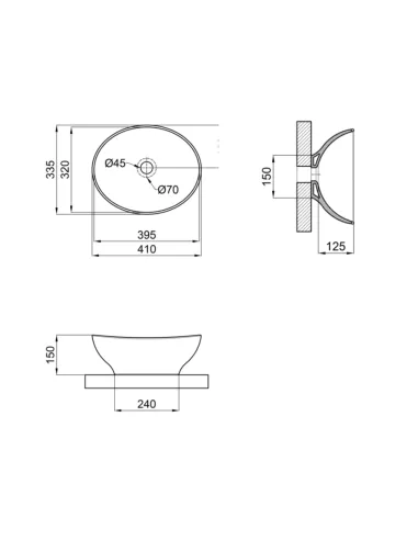 Накладная раковина Q-Тap Dove QT063078MBMBN Matt Black, 410x335x145 мм