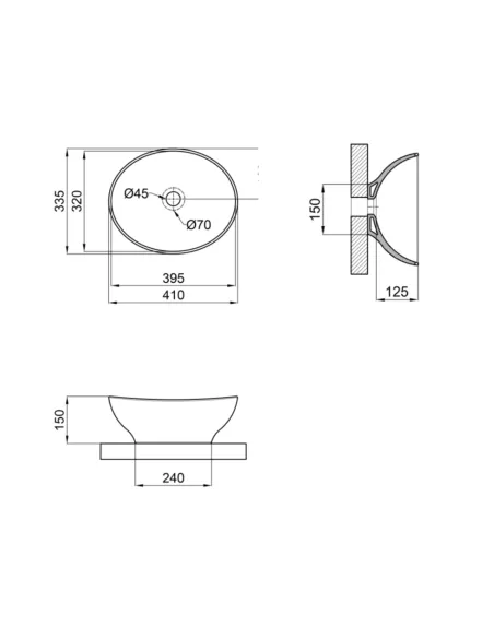 Накладна раковина Q-Tap Dove QT063078MBMBN Matt Black, 410x335x145 мм