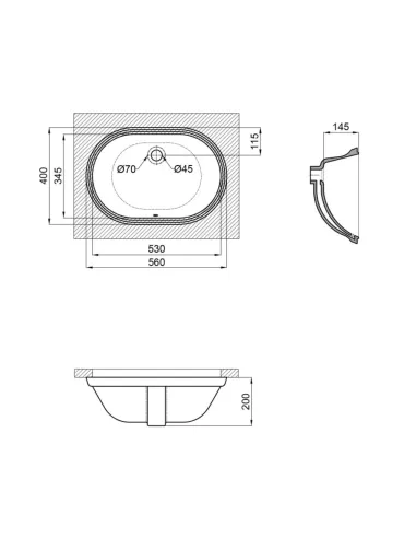 Керамічна раковина Q-Тap Stork QT15116030WN White, 565x385x210 мм врізна