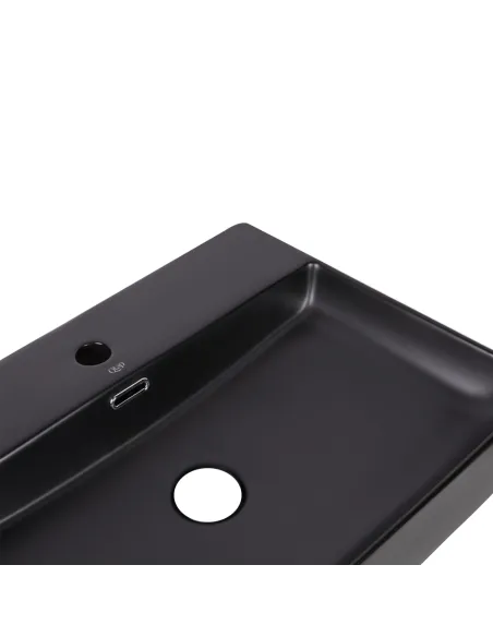 Керамическая раковина Q-Тap Nando LT QT12112173SMBMBN Matt Black, 500х420х130 мм настенная
