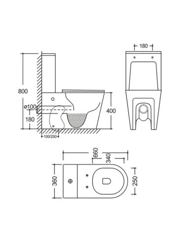 Унітаз компакт QTap Vlasta Ultra Quiet WHITE QT28228300W, 660x360x800 мм, безободковий, сидіння Soft-close