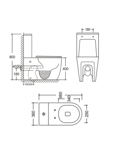 Унитаз компакт Q-Tap Grand Ultra Quiet WHITE QT26228301W, 660x360x800 мм, безободковый, сиденье Soft-close