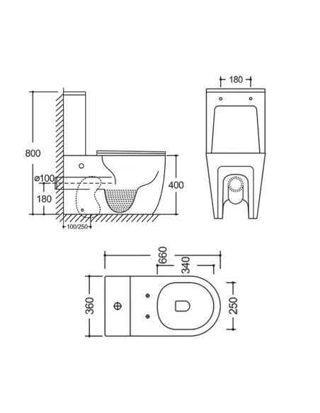 Унитаз компакт Q-Tap Grand Ultra Quiet WHITE QT26228301W, 660x360x800 мм, безободковый, сиденье Soft-close