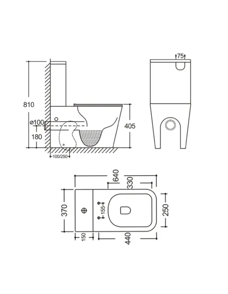 Унитаз компакт Q-Tap Stenava Rimless WHITE QT27228303W, 640x370x810 мм, безободковый, сиденье Soft-close
