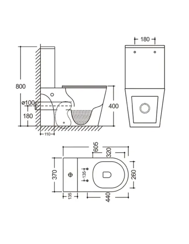 Унитаз компакт Q-Tap Dove Rimless WHITE QT06228380BW, 605x370x800 мм, безободковый, сиденье Soft-close