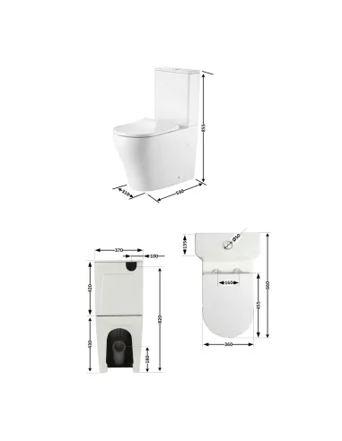Унитаз компакт Q-Tap Virgo Ultra Quiet WHITE QT18226092AW, 660x360x855 мм, безободковый, сиденье Soft-close