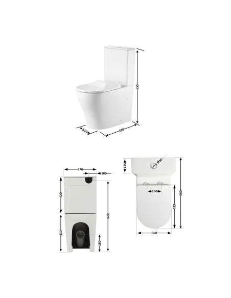 Унитаз компакт Q-Tap Virgo Ultra Quiet WHITE QT18226092AW, 660x360x855 мм, безободковый, сиденье Soft-close