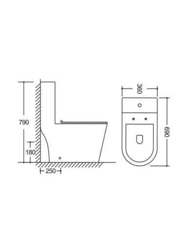 Унитаз моноблок Q-Tap Kolibri Ultra Quiet WHITE QT10226380W, 690x360x790 мм, безободковый, сиденье Soft-close