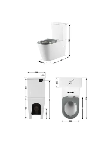 Унітаз компакт QTap Freedom Rimless WHITE QT22226098W, 800x365x870 мм, інклюзивний, безободковий, сидіння Soft-close