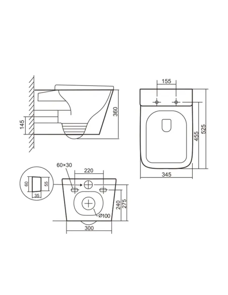 Унитаз Q-Tap Tern Ultra Quiet WHITE QT17332303AW, 525x345x360 мм, безободковый подвесной, сиденье Soft-close