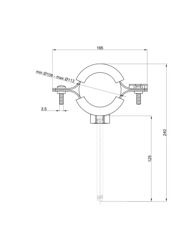 Хомут для труби 108-113 мм Thermo Alliance Forte SF100100 у зборі з гайкою та дюбелем