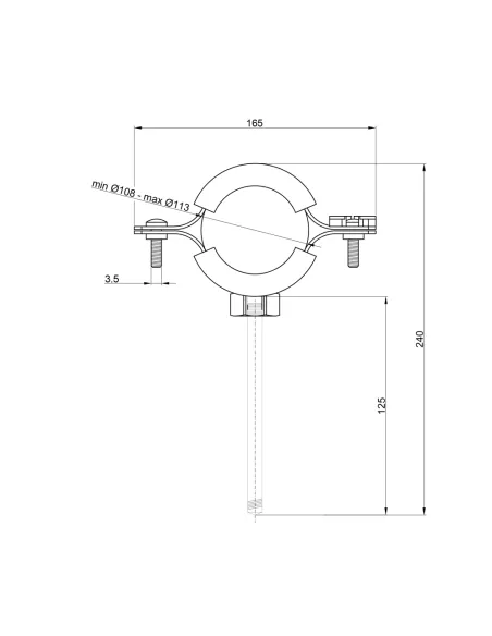 Хомут для труби 108-113 мм Thermo Alliance Forte SF100100 у зборі з гайкою та дюбелем
