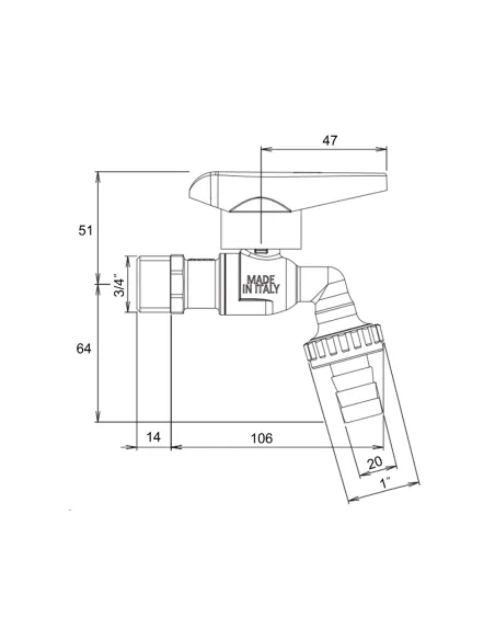Кран кульовий для поливу Icma 598 3/4 дюйма, з антизамерзанням