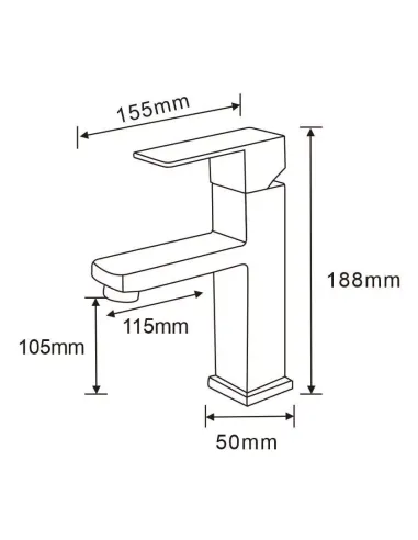 Змішувач для умивальника Wezer PRO1-02 з нержавіючої сталі