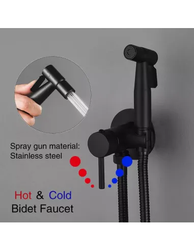 Смеситель для биде Wezer EKO9В-01-BLACK, из нержавеющей стали, с гигиеническим душем