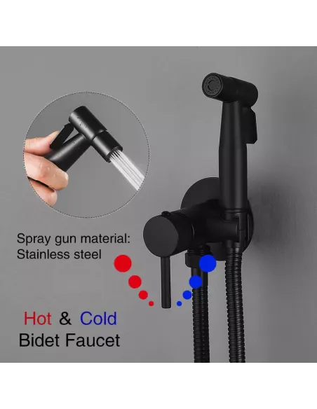 Смеситель для биде Wezer EKO9В-01-BLACK, из нержавеющей стали, с гигиеническим душем