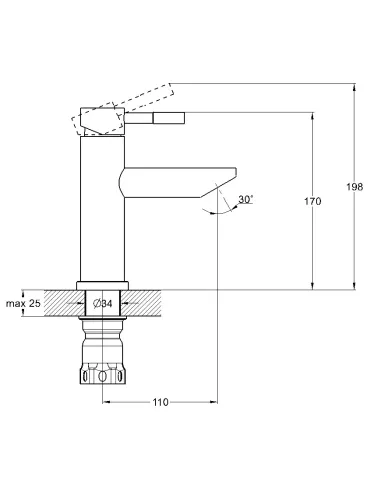 Монокран для умивальника Wezer EKO15-14, нержавіюча сталь.