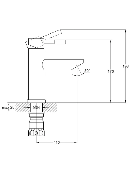 Монокран для умивальника Wezer EKO15-14, нержавіюча сталь.