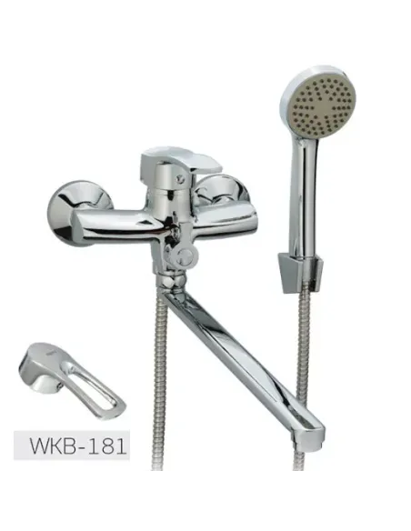 Смеситель для ванны Wezer JXD7-B181 с длинным изливом, с душевым набором