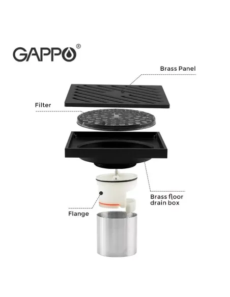 Канализационный трап Gappo G81050-6, латунь, черный