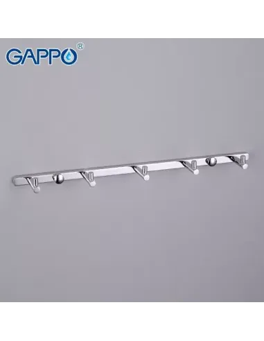 Планка с крючками Gappo G202-5, 300 мм, хром, 5 крючков