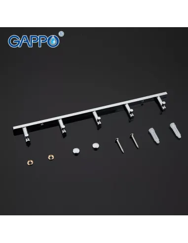 Планка з гачками Gappo G202-5, 300 мм, хром, 5 гачків
